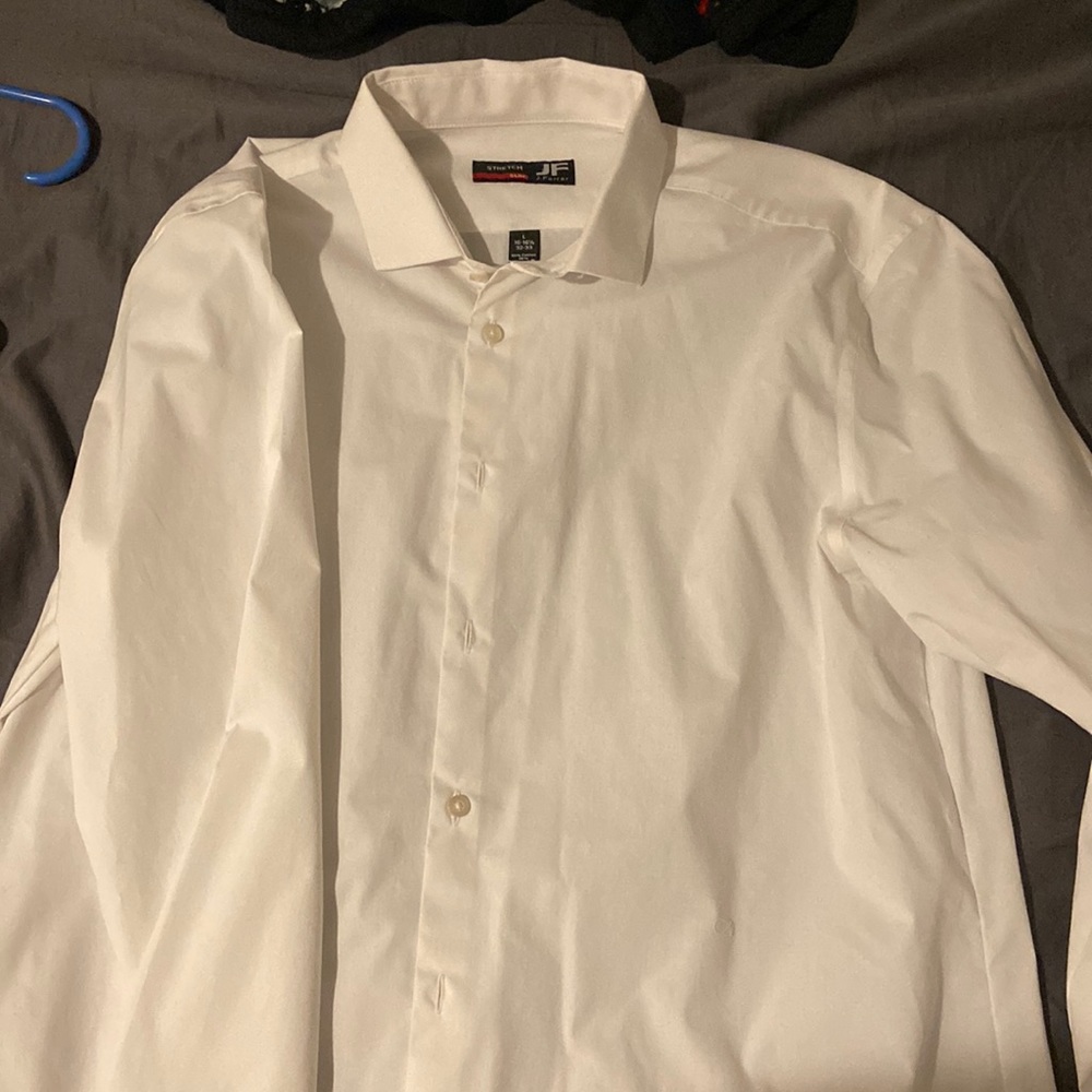 JF White Button Up Large Shirt